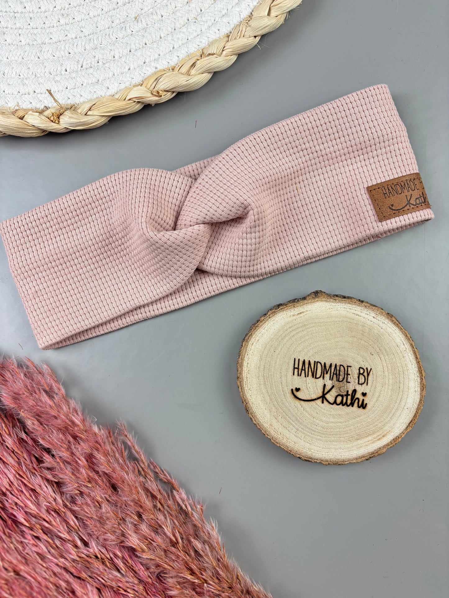 Knotenstirnband Waffelstrick nude