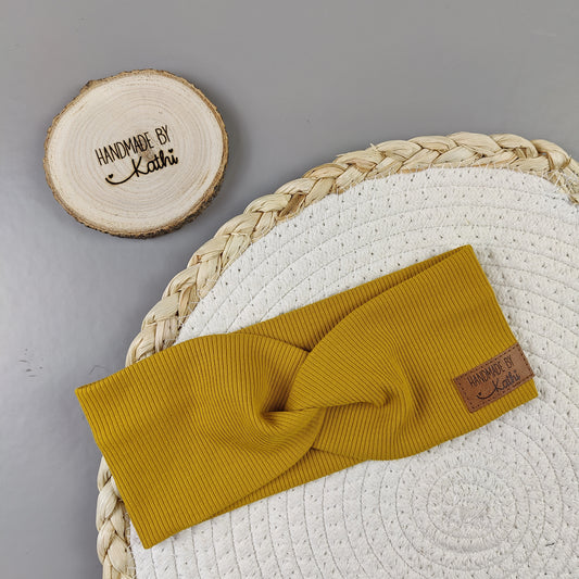 Knotenstirnband Rib senf